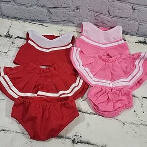 Teddy Mountain Clothing Lot 2 Cheerleader Outfits Red Pink Tops Skirts Underwear